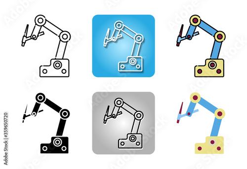 Welding robot icon set isolated on white background for web design