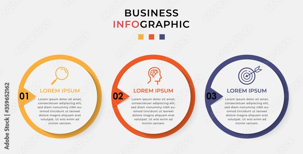 Business Infographic design template Vector with icons and 3 three options or steps. Can be used for process diagram, presentations, workflow layout, banner, flow chart, info graph Business Infographic design template Vector with icons and 3 three options or steps. Can be used for process diagram, presentations, workflow layout, banner, flow chart, info graph