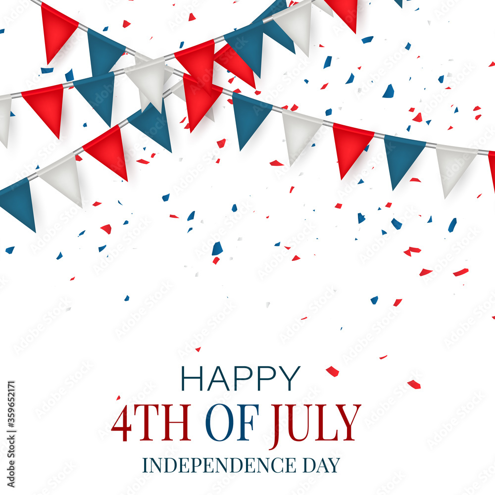 July 4th banner background. United States of America national flag colors red, blue, and white bunting. USA independence day celebration. Realistic vector illustration. July 4th banner background. United States of America national flag colors red, blue, and white bunting. USA independence day celebration. Realistic vector illustration.
