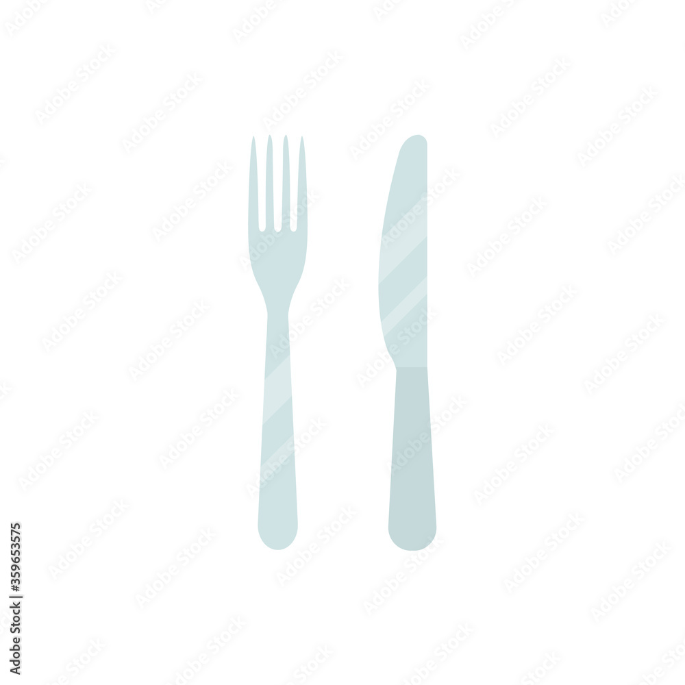 Fork and knife flat, fork knife and plate icon, vector illustration isolated on white background Fork and knife flat, fork knife and plate icon, vector illustration isolated on white background
