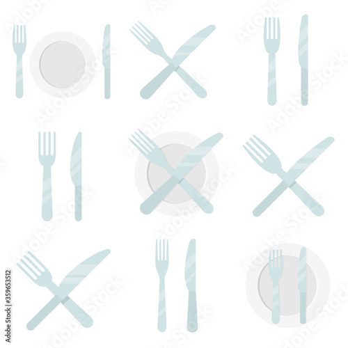 Fork and knife flat, fork knife and plate icon, vector illustration isolated on white background