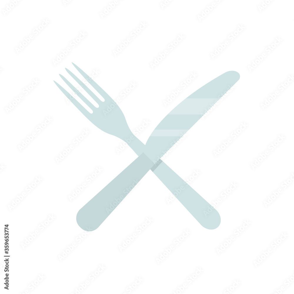 Fork and knife flat, fork knife and plate icon, vector illustration isolated on white background Fork and knife flat, fork knife and plate icon, vector illustration isolated on white background