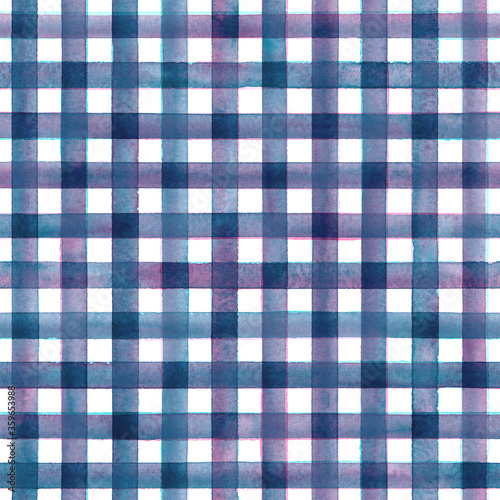 Watercolor stripe plaid seamless pattern. Colorful stripes background