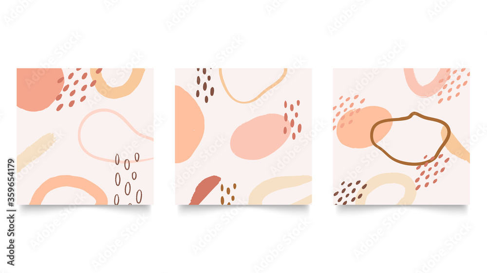 Abstract background vector with natural and floral line arts. Creative pattern with hand drawn shapes. Design background for social media post, cover, print and wallpaper