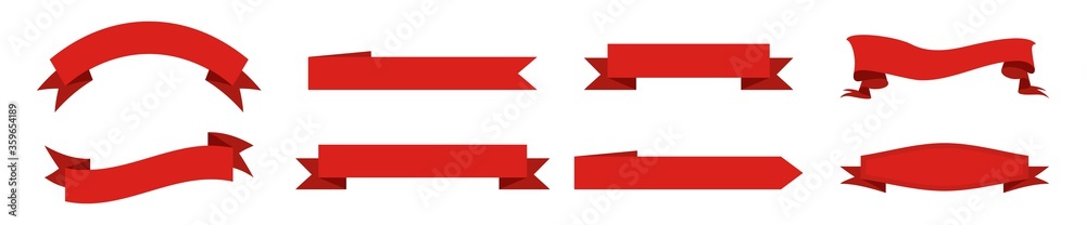 Ribbon banner. Red label for sale. Decorative flag, tape with scroll for gift. Set of retro tag for award. Vintage christmas backgrounds for text. Sticker for discount. Shiny curve badge. Vector Ribbon banner. Red label for sale. Decorative flag, tape with scroll for gift. Set of retro tag for award. Vintage christmas backgrounds for text. Sticker for discount. Shiny curve badge. Vector