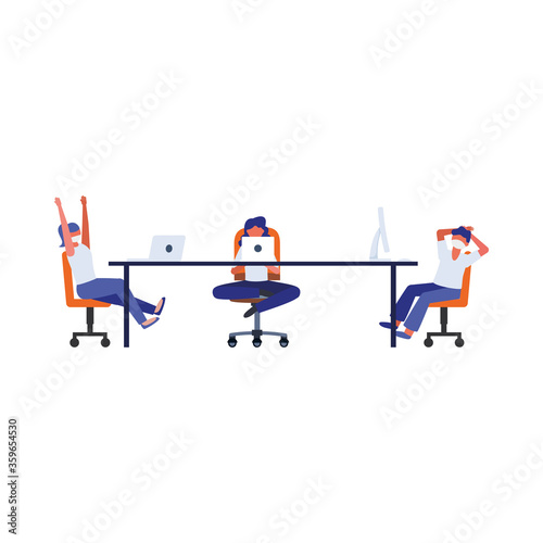 Women with masks on table vector design