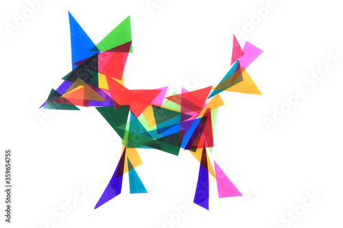 Fototapeta Naklejka Na Ścianę i Meble -  dog from plastic color triangles