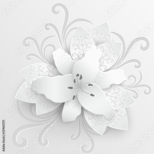 Paper flower. White lilies cut from paper. Vector illustration. © lulya