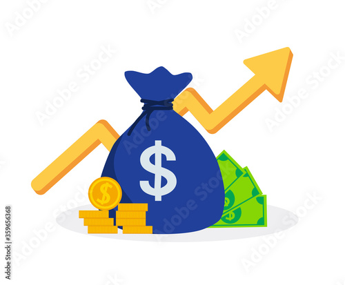 Investment financial concept. Earnings money. Vector illustration