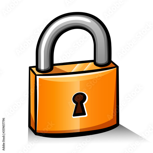 Vector padlock cartoon icon isolated