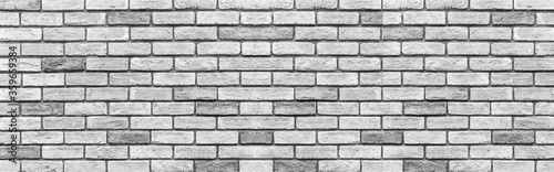 Panorama of Vintage old white brick wall texture and seamless background.