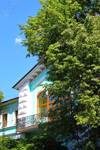 View on historical mansion from the garden