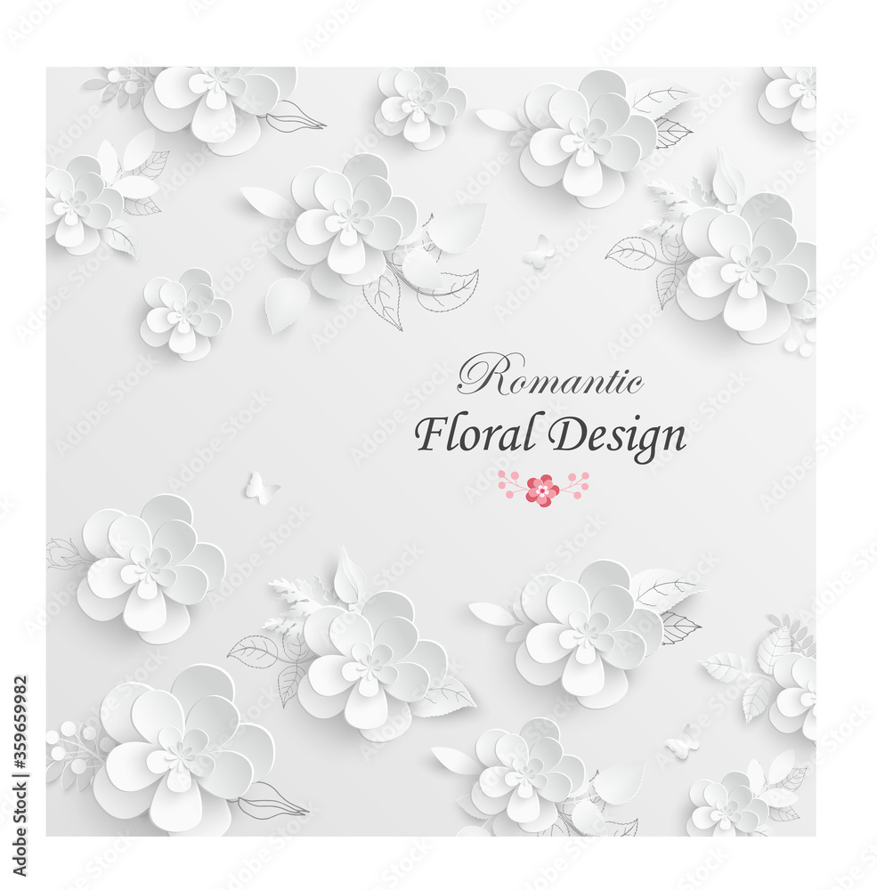 Paper flower. White roses cut from paper. Vector illustration. Paper flower. White roses cut from paper. Vector illustration.