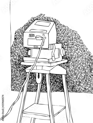 A vector illustration of an abstract projector drawing.