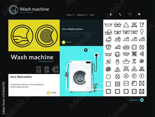 Laundry Vector Icons, set of laundry symbols, vector illustration