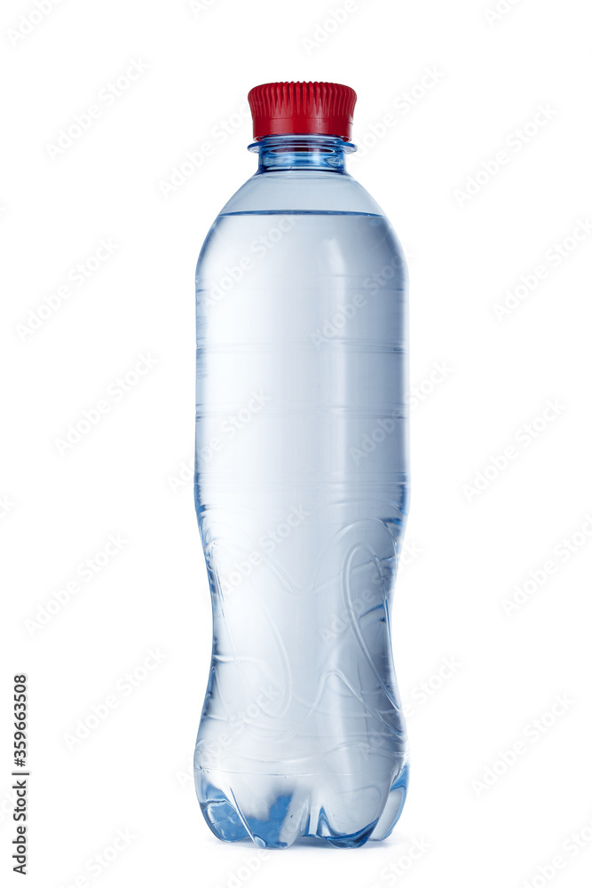 Small bottle of mineral water in plastic isolated on white Small bottle of mineral water in plastic isolated on white