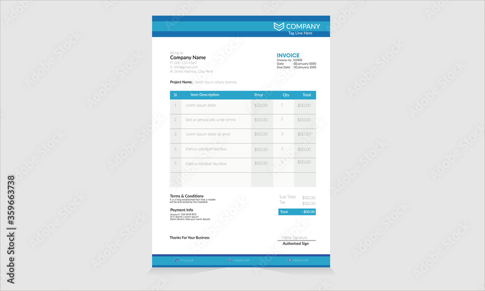 Modern Corporate Invoice Design Template