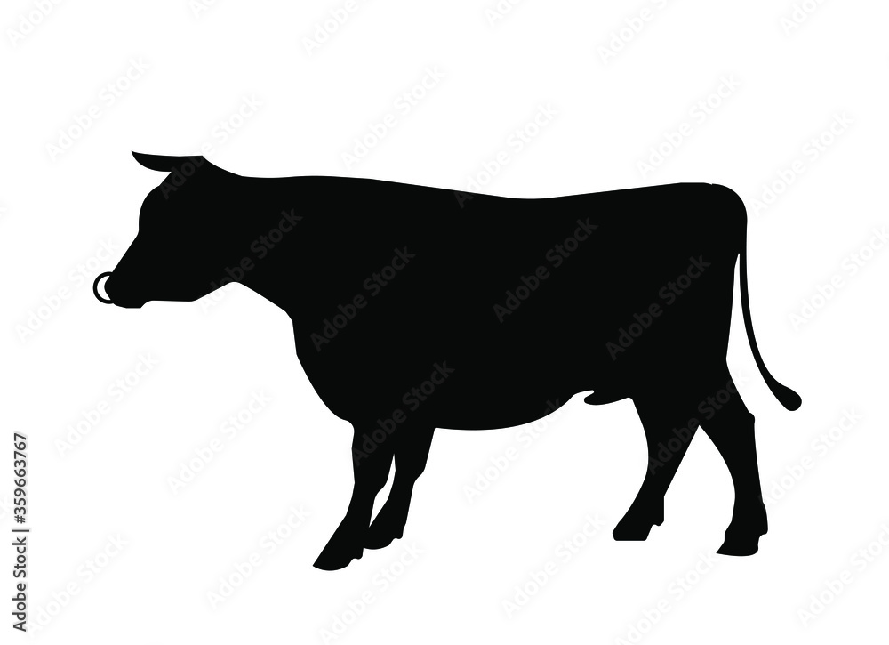 Bull silhouette vector on a white background