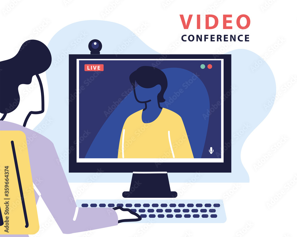 man using computer for virtual meeting, videoconference, remote work, technology man using computer for virtual meeting, videoconference, remote work, technology