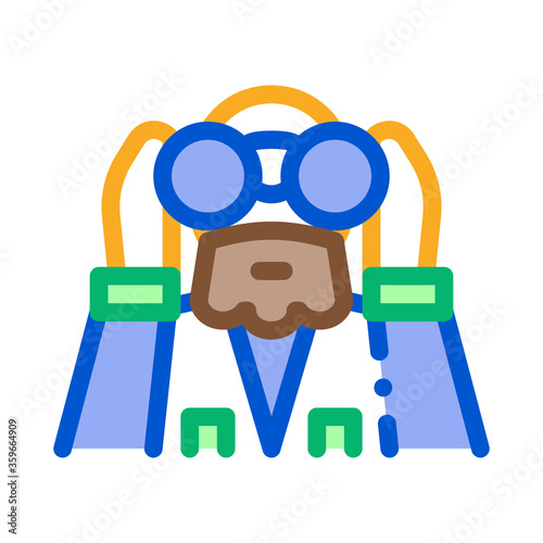 forester looking binoculars icon vector. forester looking binoculars sign. color symbol illustration