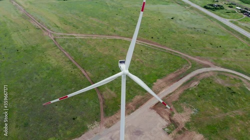 Windmills electricity. Renewable energy. Sustainable electricity