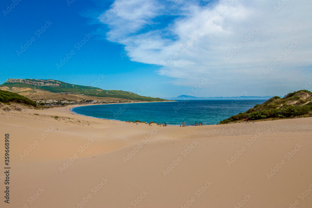 Wonderful beach with blue sky at Cadiz, Spain