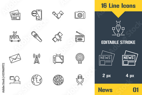 News Distribution, Media, Ads. Thin line icon - Outline flat vector illustration. Editable stroke pictogram. Premium quality graphics concept for web, logo, branding, ui, ux design, infographics
