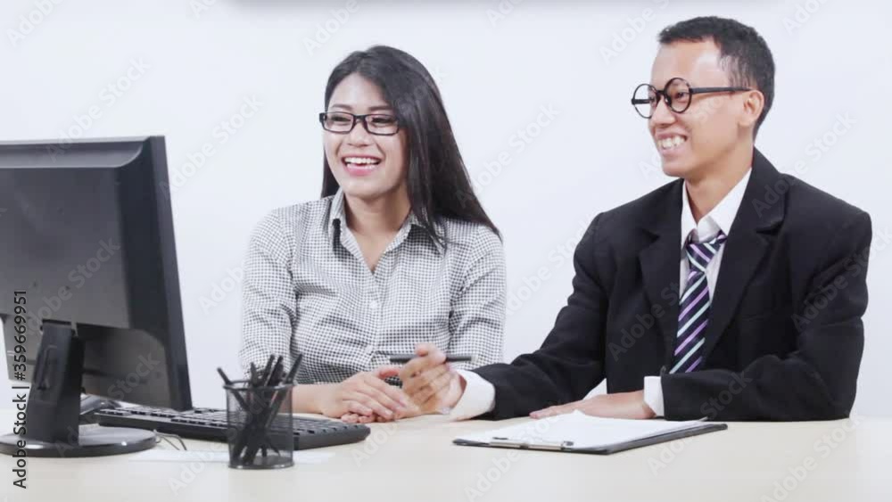Businessman explaining jobs on his partner Businessman explaining jobs on his partner
