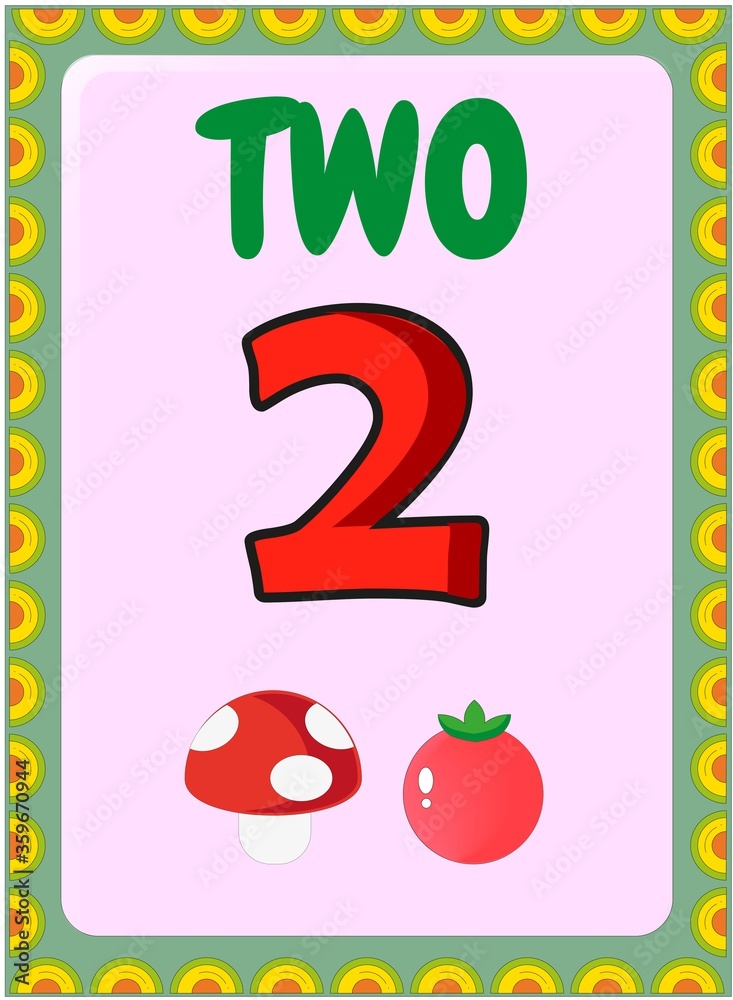 Preschool toddler math with tomato and mushroom design