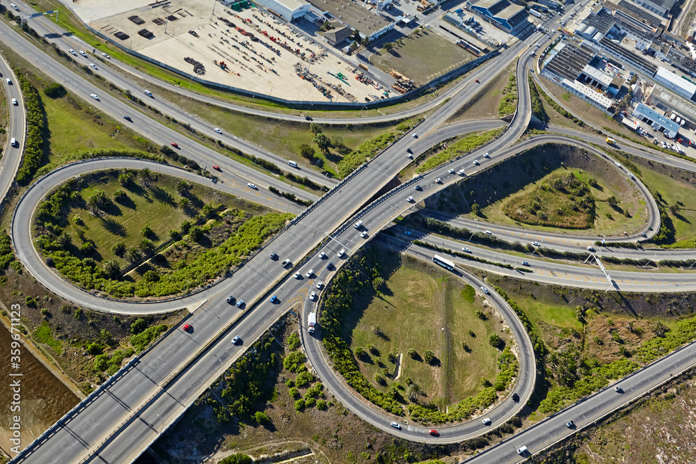Aerial view from helicopter between M4 (Settlers Highway) and 751 A Road in Port Elizabeth, South Africa