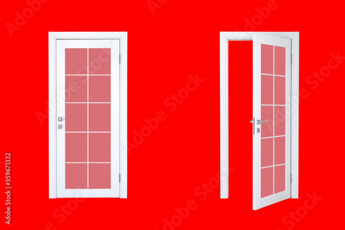 red room with an open door