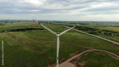 Windmills electricity. Renewable energy. Sustainable electricity