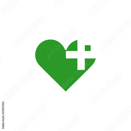 love healthy plus medical negative space design symbol logo vector