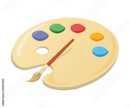 School art palette icon isolated on white, cartoon vector illustration. Back to school supplies for study in college and institute.