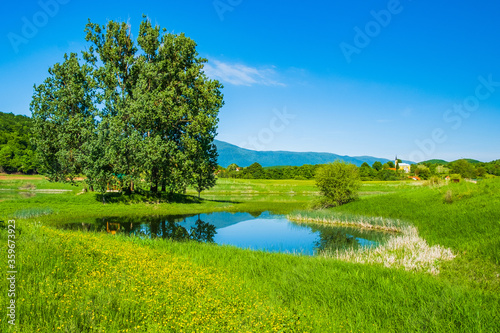 Beautiful green landscape in Lika region on Svica lake, Croatia © ilijaa