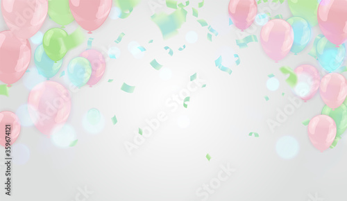 Vector colourful balloons and falling confetti can be separated from a background, Party