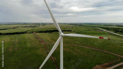 Windmills electricity. Renewable energy. Sustainable electricity