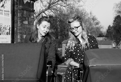 A portrait of a two beautiful ladies during a 1940s themed shoot at Quorn in February 2019.
