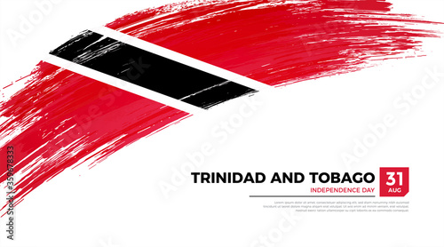 Flag of Trinidad and Tobago country. Happy Independence day of Trinidad and Tobago background with grunge brush flag illustration