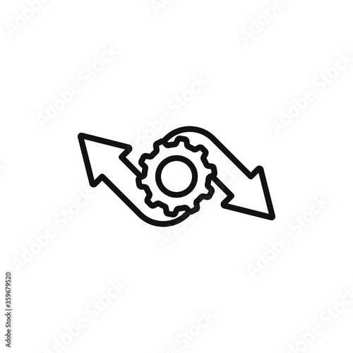 simple icon of gear rotation mark with outline style design