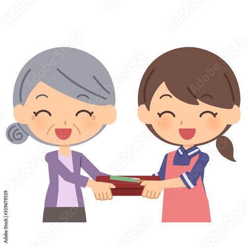 配食サービス　受け渡し　女性