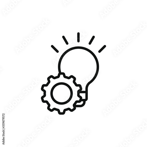 Idea icon with bubble lamp and cogwheel vector illustration