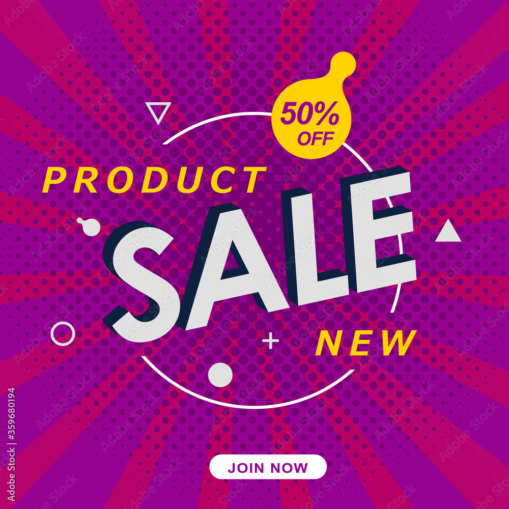 Fototapeta premium vector bright abstraction, white lettering fifty percent discount on a purple background