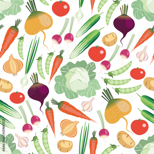 vegetables make a seamless pattern on a white background