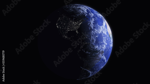 Our planet from space. 3d image. 