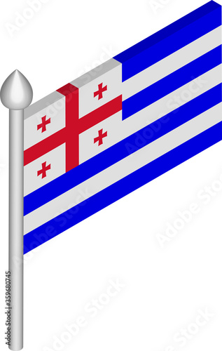 Vector Isometric Illustration of Flagpole with Adjara Flag