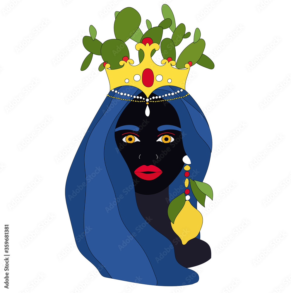 Traditional Sicilian Vase With Moor Head And Cacti Moorish Woman Face traditional-sicilian-vase-with-moor-head-and-cacti-moorish-woman-face