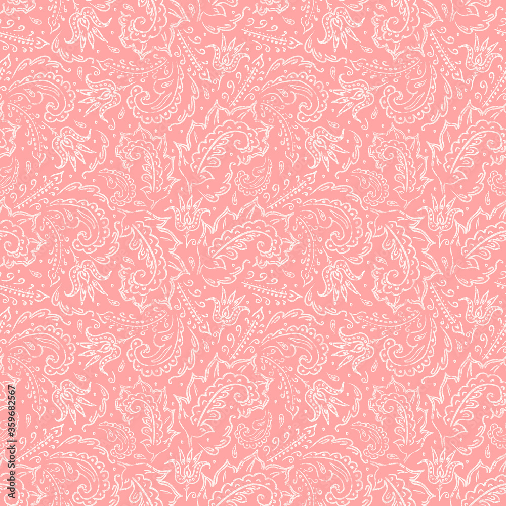 Seamless pink background with ethnic floral ornament. Seamless pink background with ethnic floral ornament.