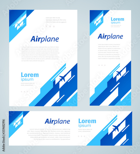 Airplane theme Set flyer cover, banner, roll up banner