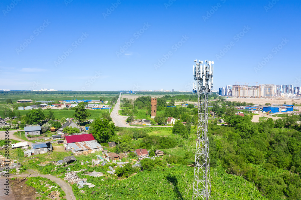Cellular GSM tower with 3g, 4g, 5g transmitter